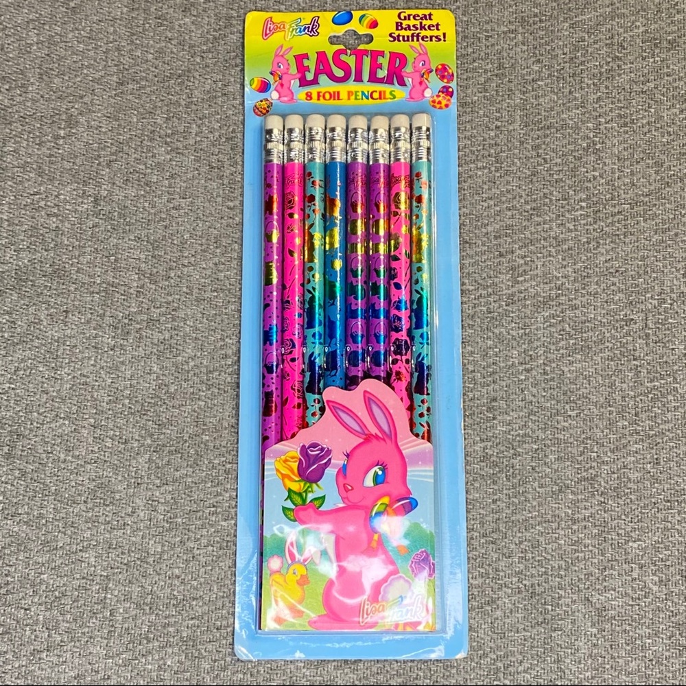 Vintage Lisa Frank Bunnies 8 Foil Easter Pencils